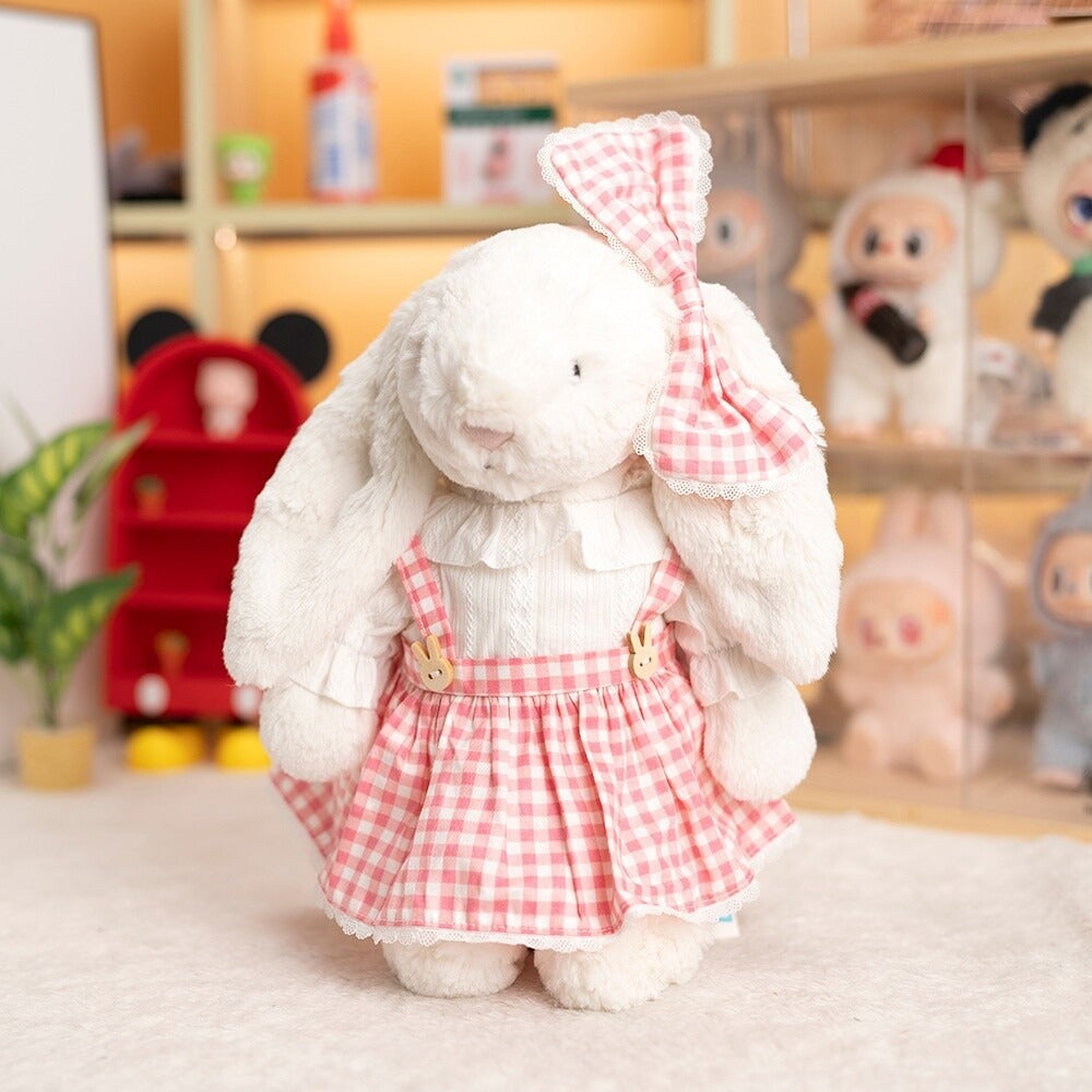 Bartholomew Bear/Bashful Bunny cute clothes outfits - Pink Gingham Dress with Wooden Buttons