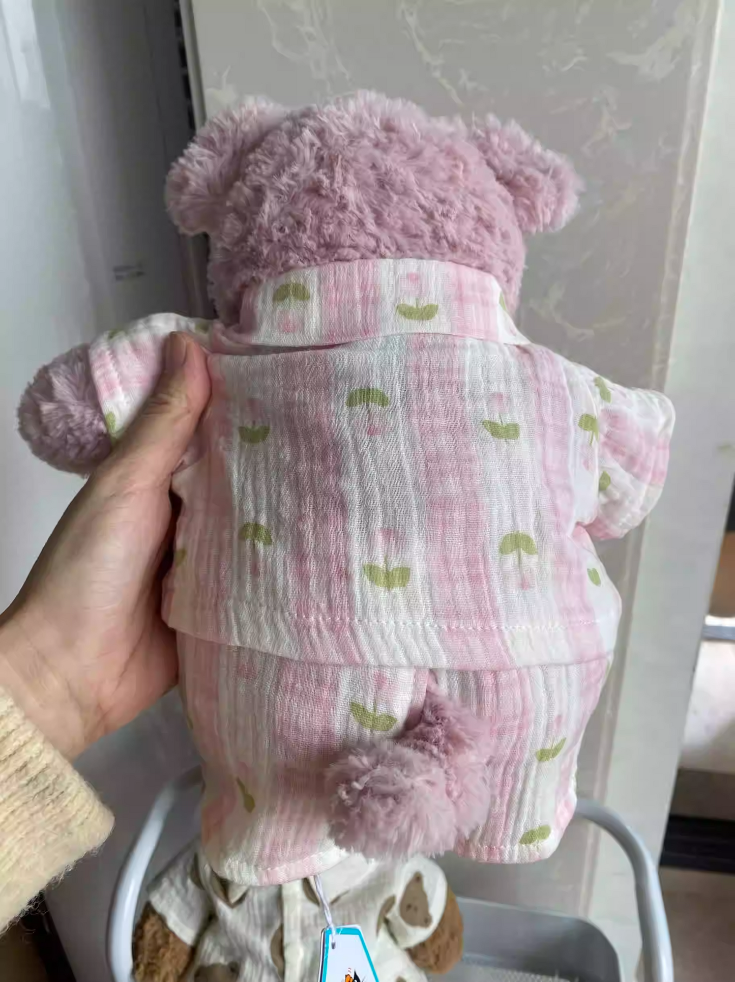 Bartholomew bear cute clothes outfits - Pink stripe sleepwear(tiny/medium/large/huge)