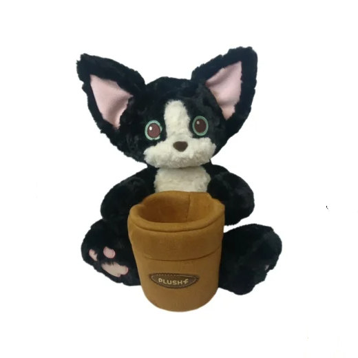 Plushf - Black cat hug flower pot planter plush
