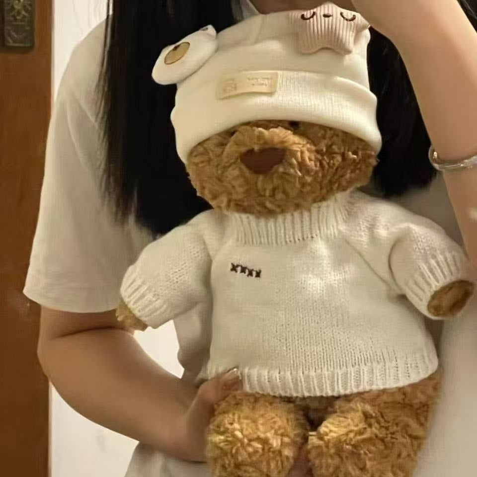 Star Hat and White Sweater Set for Bartholomew Bear Plush – 10-Inch Outfit