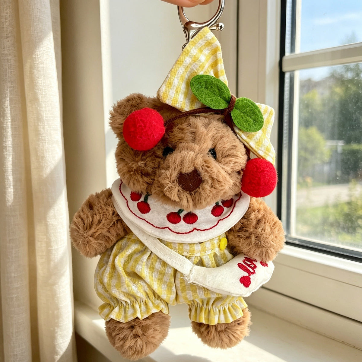 Yellow Cherry Overalls Set for Bartholomew Bear Plush – 4-Inch Outfit
