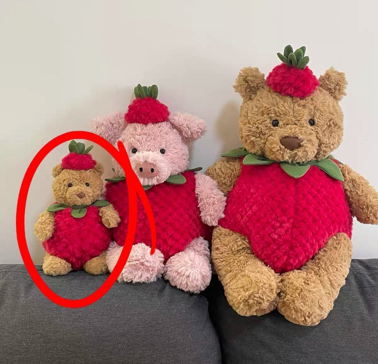 Bartholomew bear cute clothes outfits - strawberry(tiny/medium/large/huge)