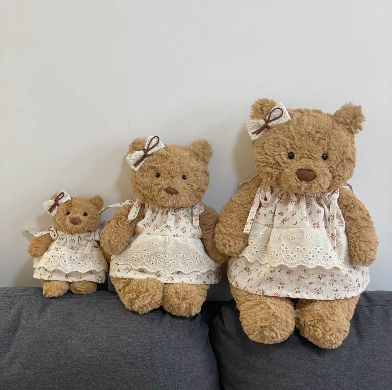 Bartholomew bear clothes outfits - blue/pink floral dress (Tiny/Medium/Large/Huge)