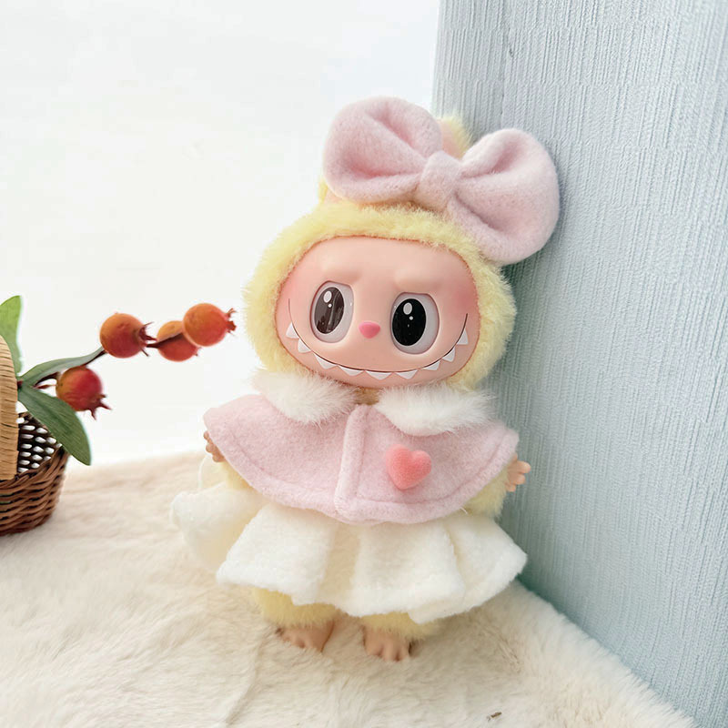 4inch bag charm cute custom clothes outfits - pink winter cloak