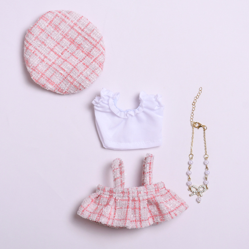 4inch bag charm cute custom clothes outfits - Elegant pink dress with necklace