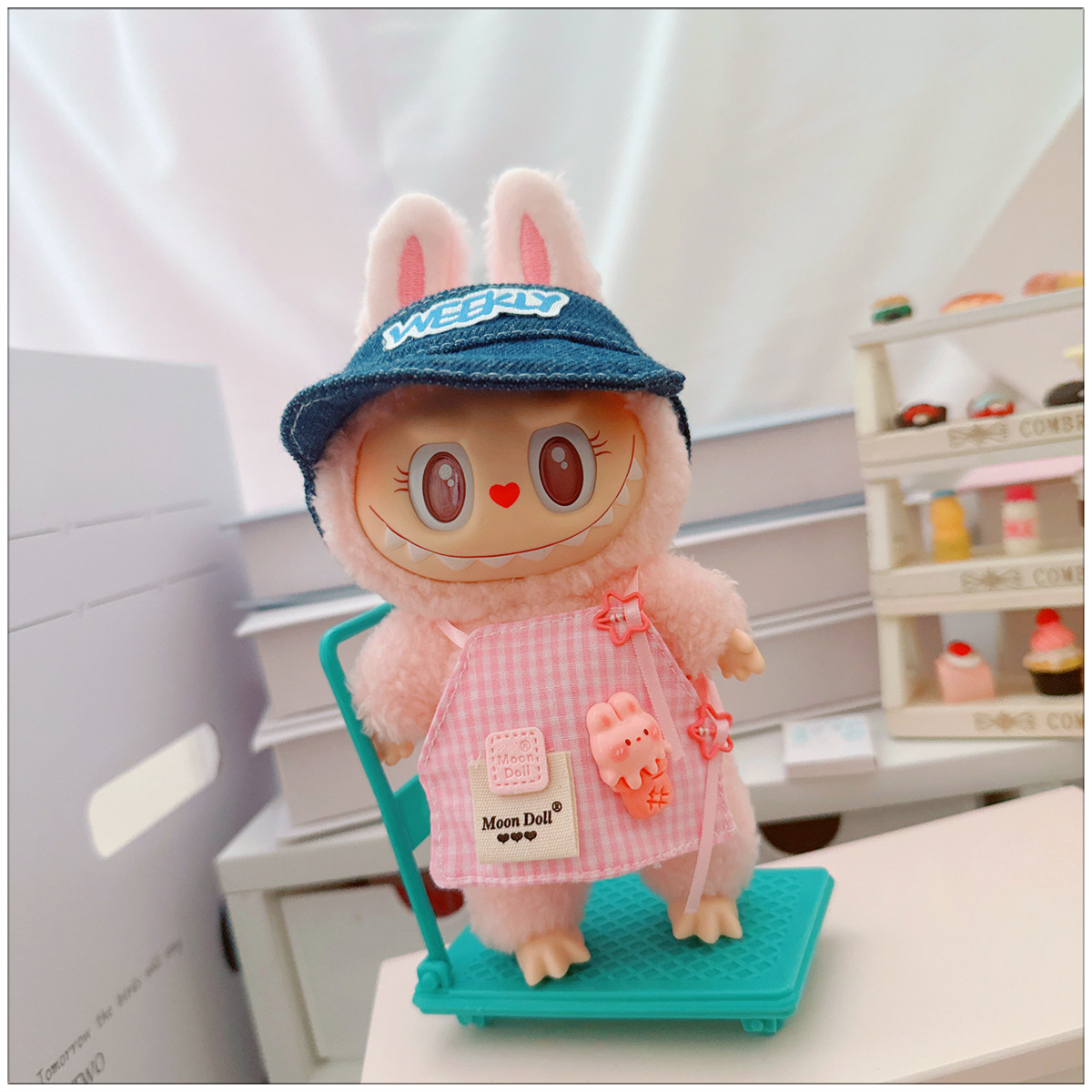 4inch bag charm cute custom clothes outfits - Colorful chef apron with visor - 032918/032919/032920/032921/032922/032923/032924