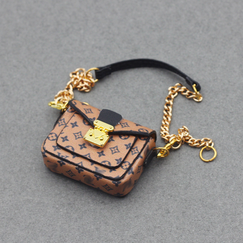 4inch bag charm cute custom bags - dark brown/light brown crossbody bag - 0623B74/0623B75