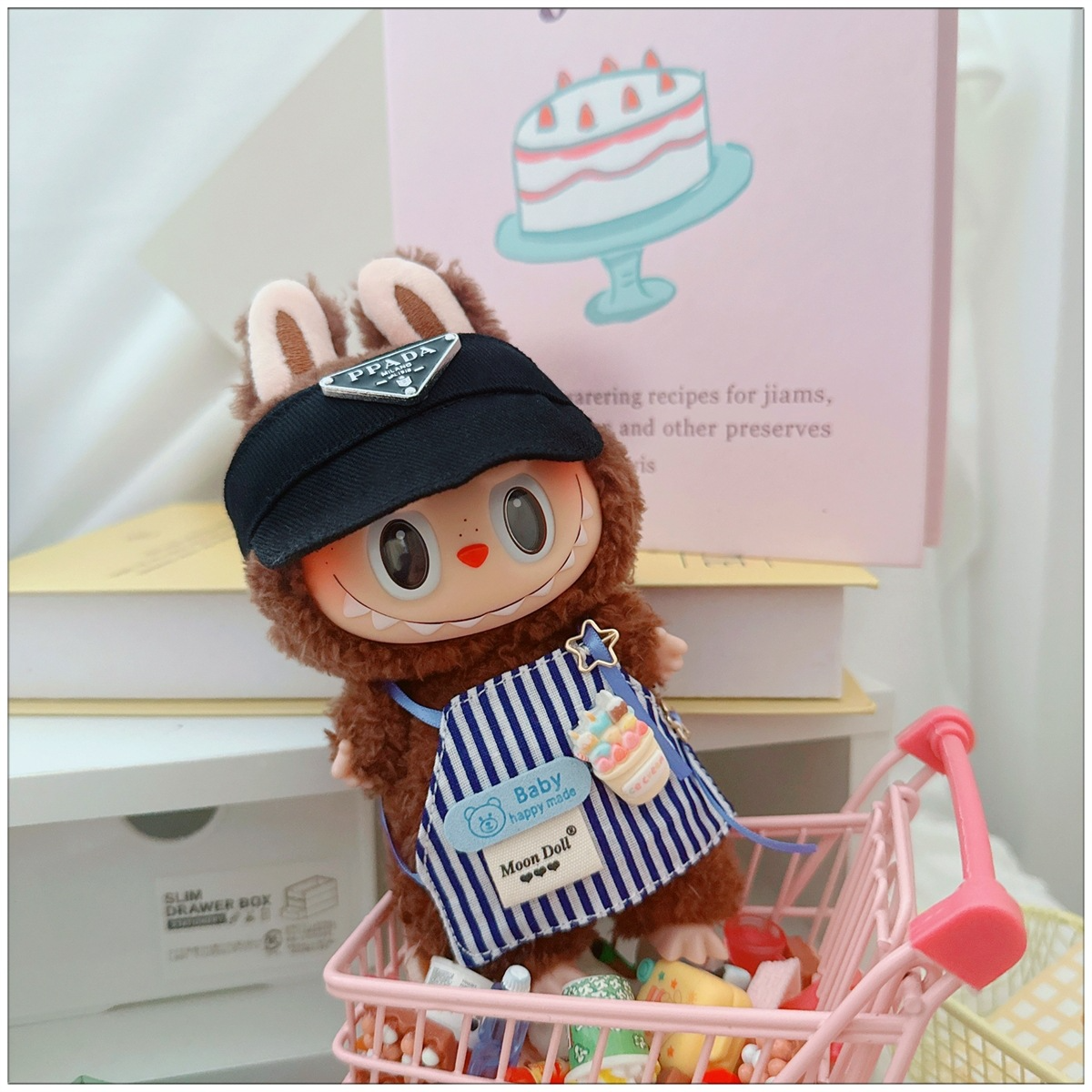 4inch bag charm cute custom clothes outfits - Colorful chef apron with visor - 032918/032919/032920/032921/032922/032923/032924