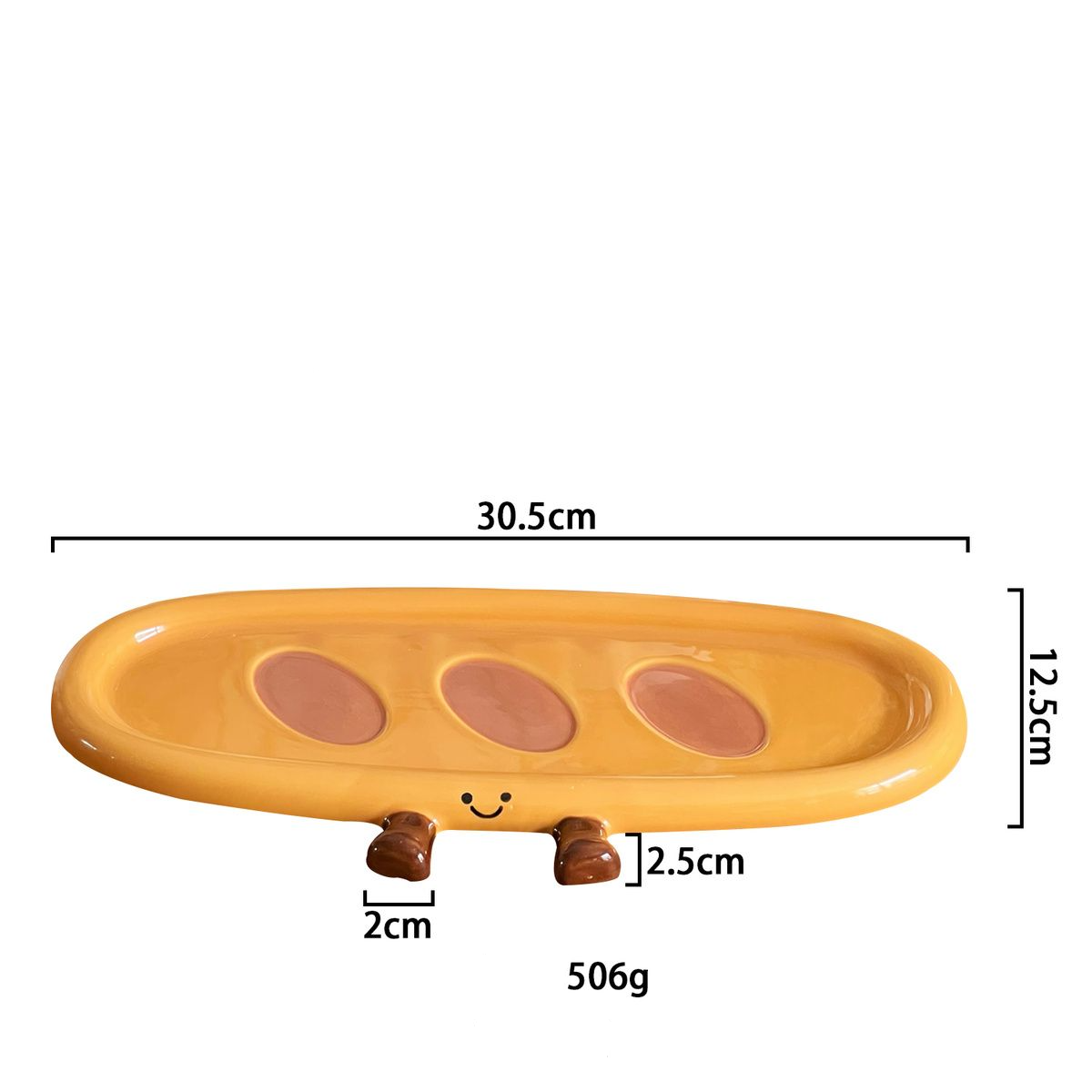 Adorable Ceramic Baguette Plate - Breakfast Snack Tray Fun & Functional Design