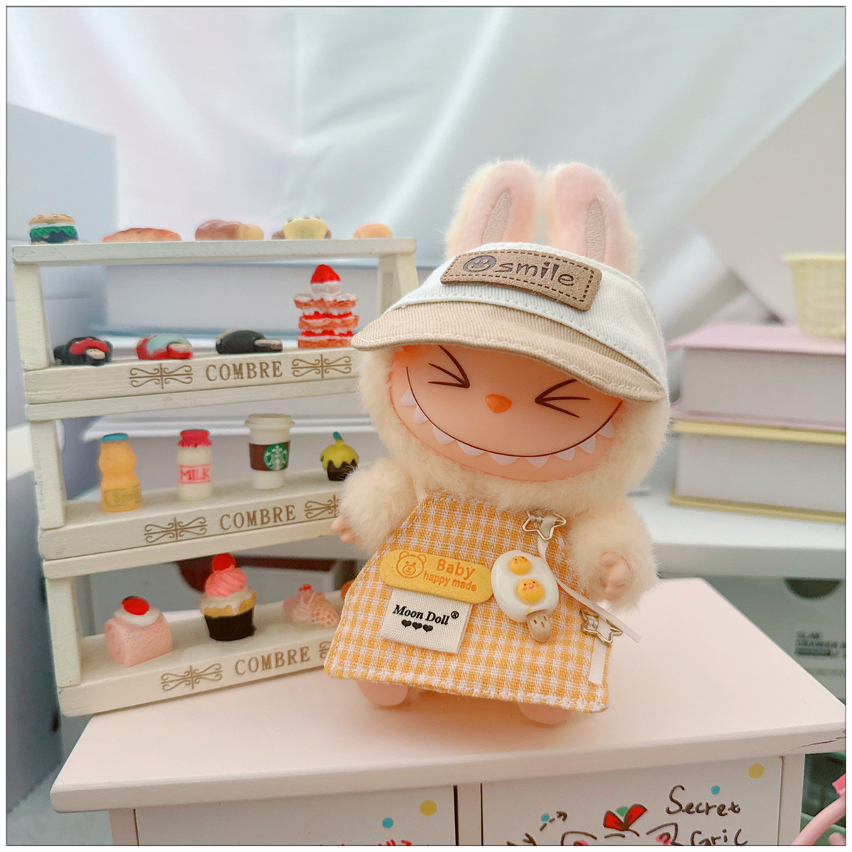 4inch bag charm cute custom clothes outfits - Colorful chef apron with visor - 032918/032919/032920/032921/032922/032923/032924