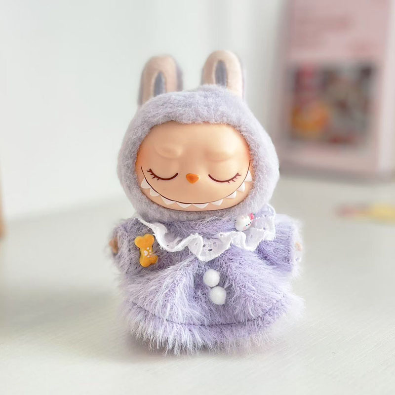 4inch bag charm cute custom clothes outfits - Purple fluffy dress - 053132