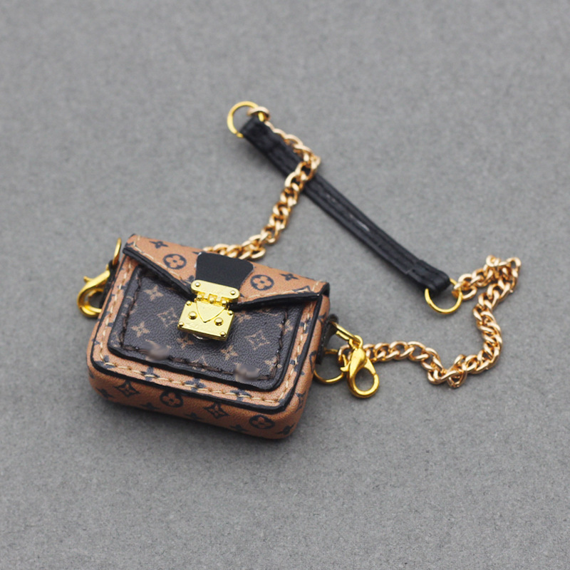 4inch bag charm cute custom bags - dark brown/light brown colorblock crossbody bag - 0623B54/0623B55