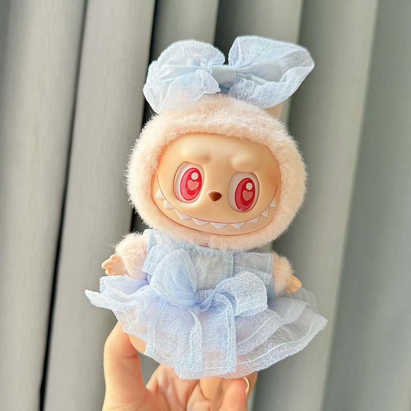4inch bag charm cute custom clothes outfits - blue dress - 020222