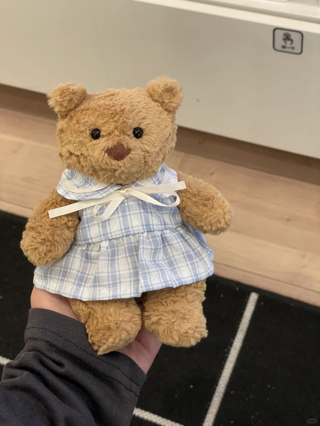 Bartholomew bear cute custom clothes outfits - blue/pink plaid dress (Tiny/medium/Large/Huge)