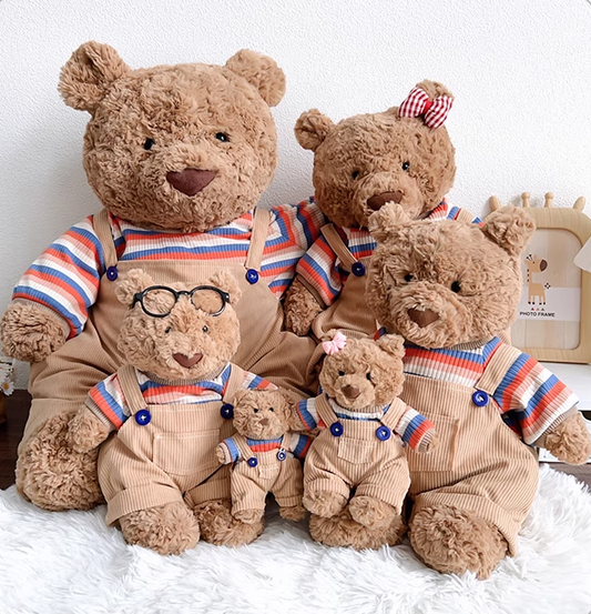 Bartholomew bear cute clothes outfits - Brown T-Shirt & Overalls Set - BXYC03(bag charm/tiny/medium/large/huge)