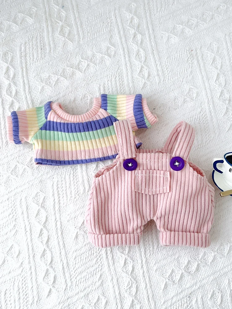 Bartholomew bear cute clothes outfits - Pink T-Shirt & Overalls Set - BXYC04(bag charm/tiny/medium/large/huge)