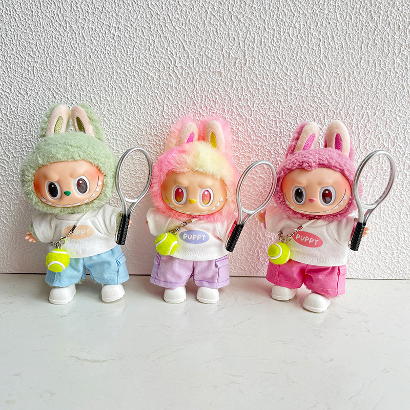 Labubu 4inch bag charm clothes outfits bags - tennis white - 1004B01