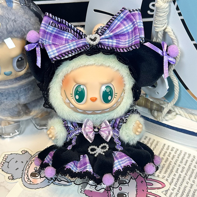 4inch bag charm cute custom clothes outfits - Kuromi style purple dress - 0523