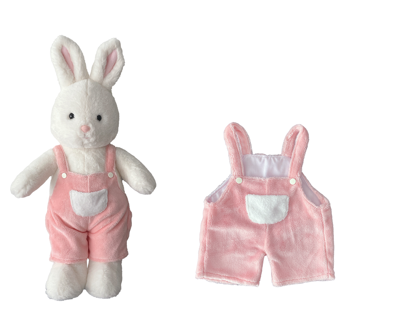 Large Bartholomew Bear & 16" Plush Clothes Outfit - Pink Cuffed Overalls