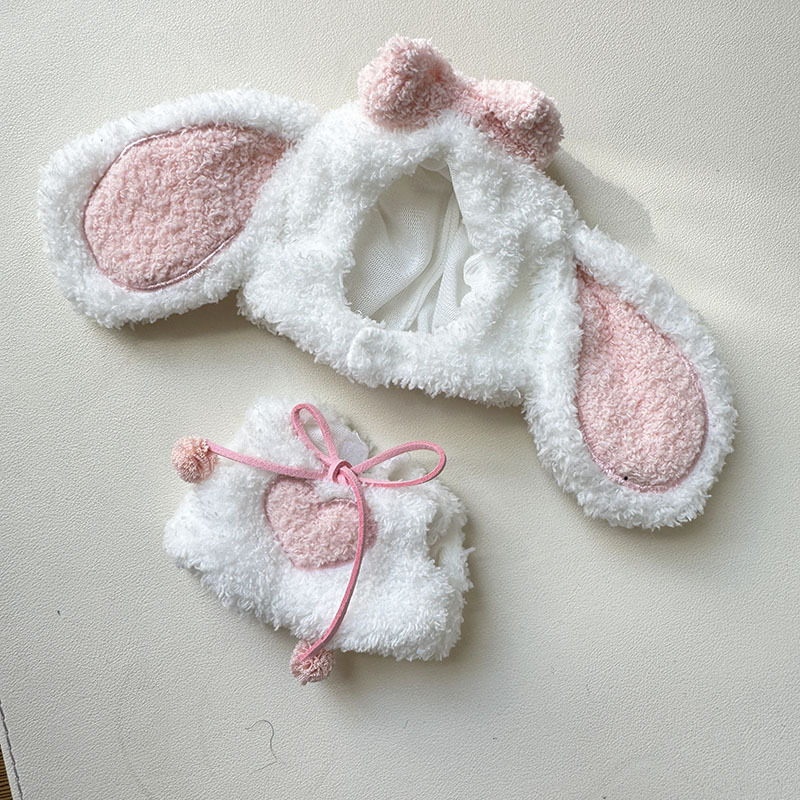 4inch bag charm cute custom clothes outfits - pink bunny ear - 052317