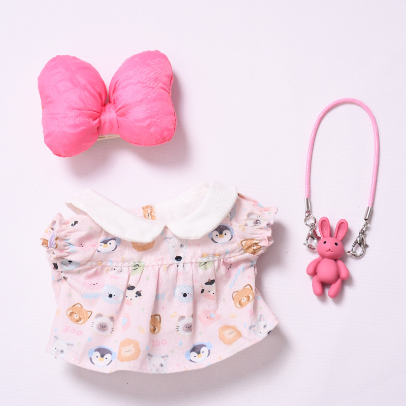 4inch bag charm cute custom clothes outfits - pink dress with big bow - 053121