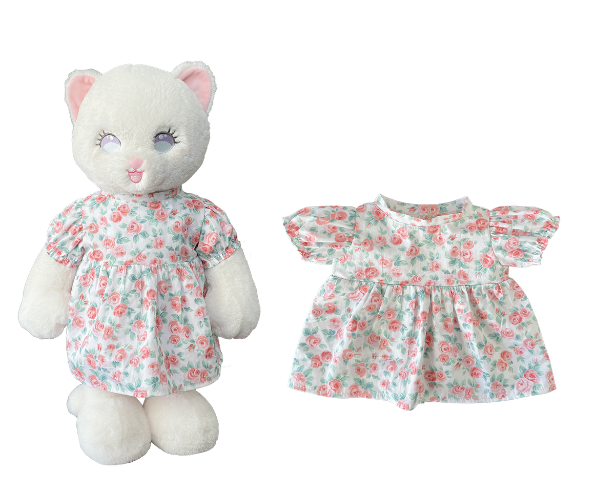 Pink Rose Dress for Bartholomew Bear Plush – 14-Inch Outfit