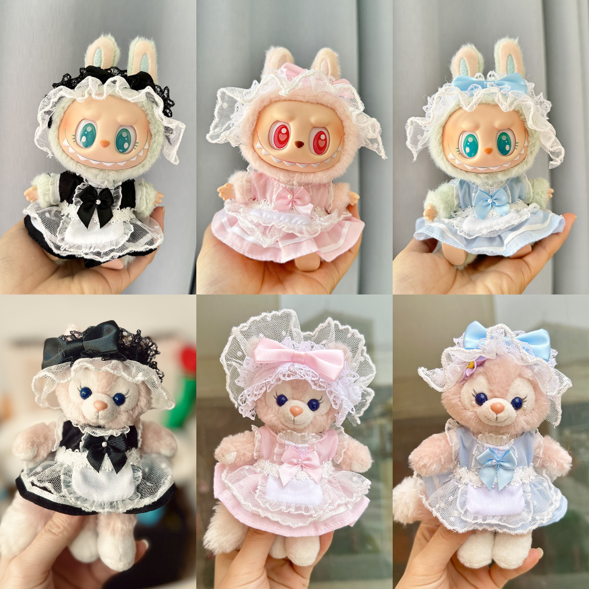 4inch bag charm cute custom clothes outfits - black/pink/blue maid dress - 052314/052315