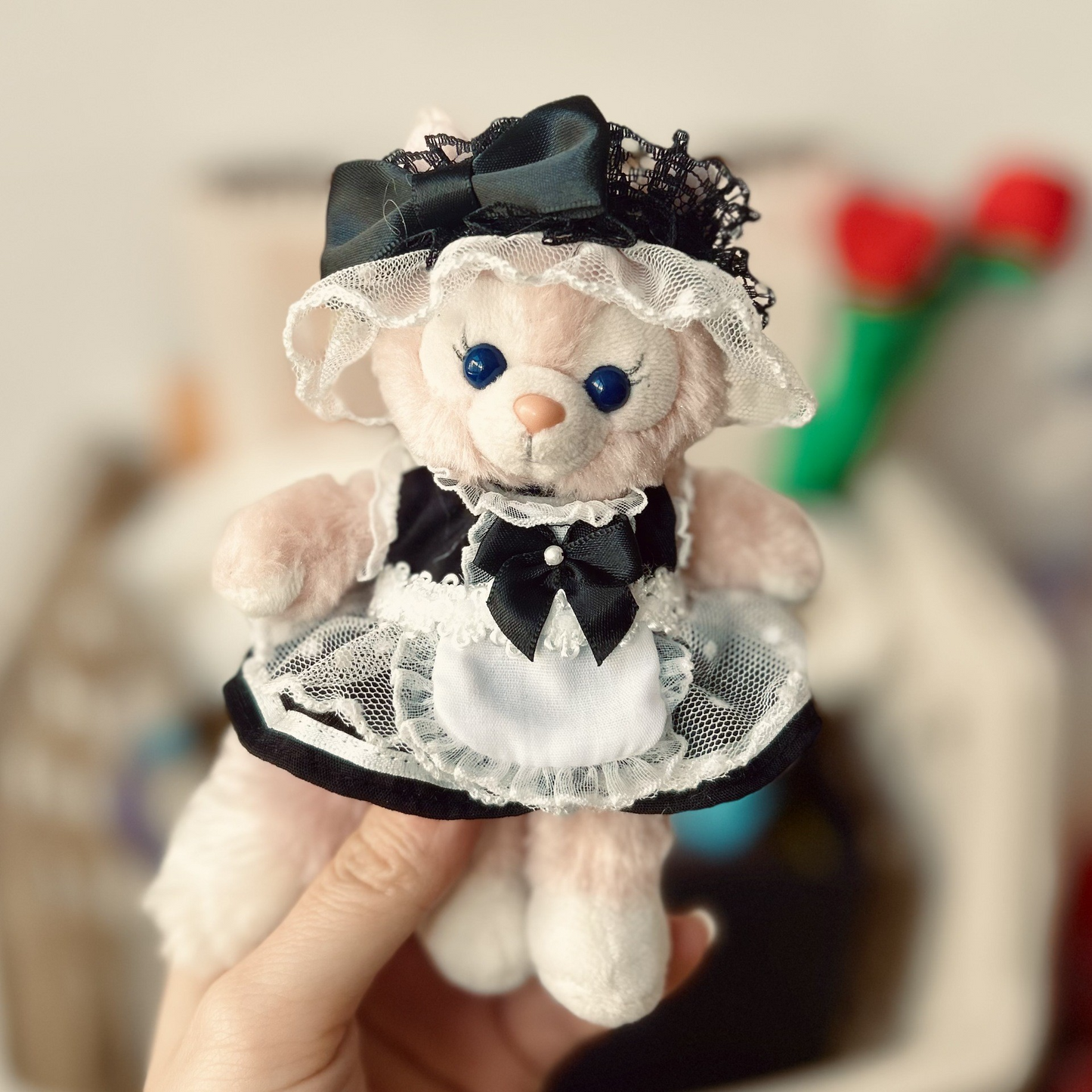 4inch bag charm cute custom clothes outfits - black/pink/blue maid dress - 052314/052315