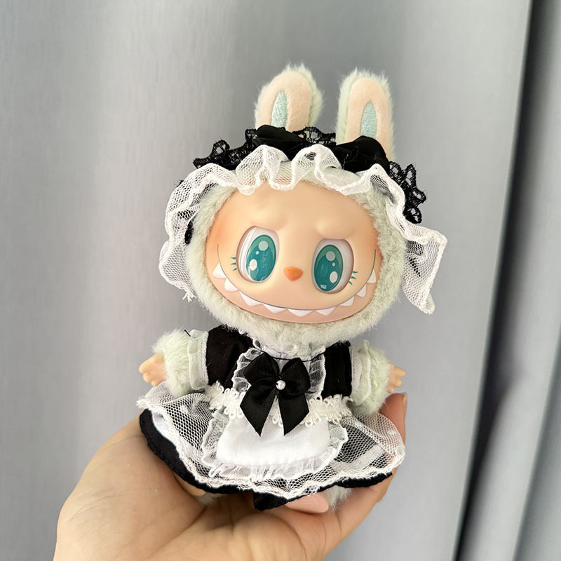 4inch bag charm cute custom clothes outfits - black/pink/blue maid dress - 052314/052315