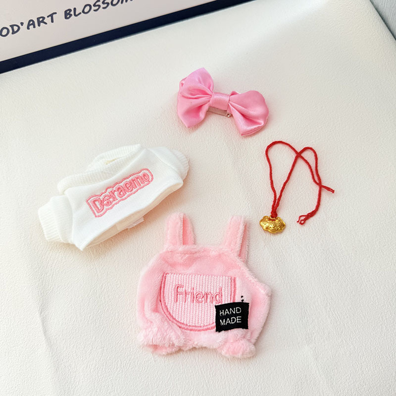 4inch bag charm cute custom clothes outfits - pink overall - 050723