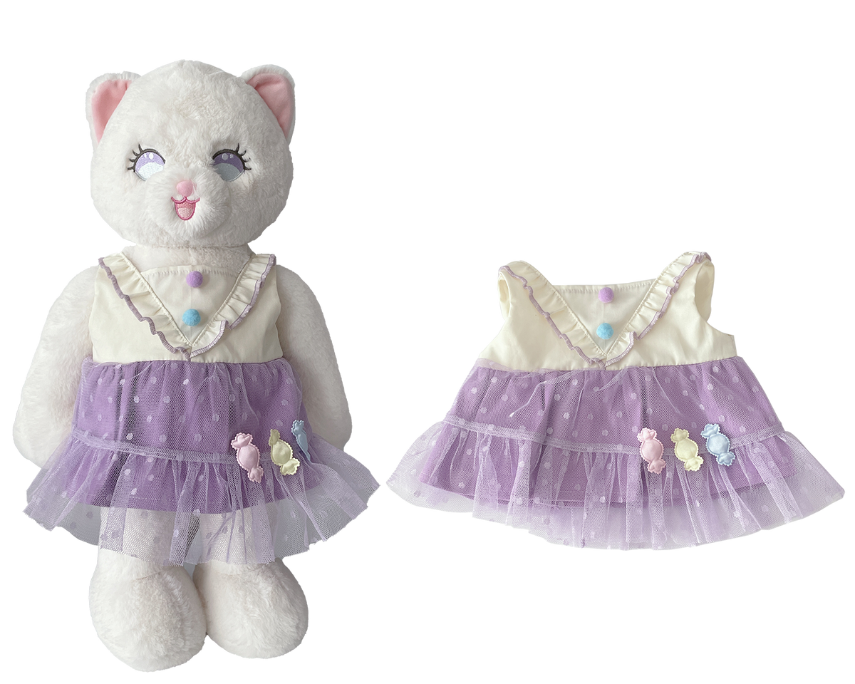 Candy Lavender Tulle Dress for Bartholomew Bear Plush – 14-Inch Outfit