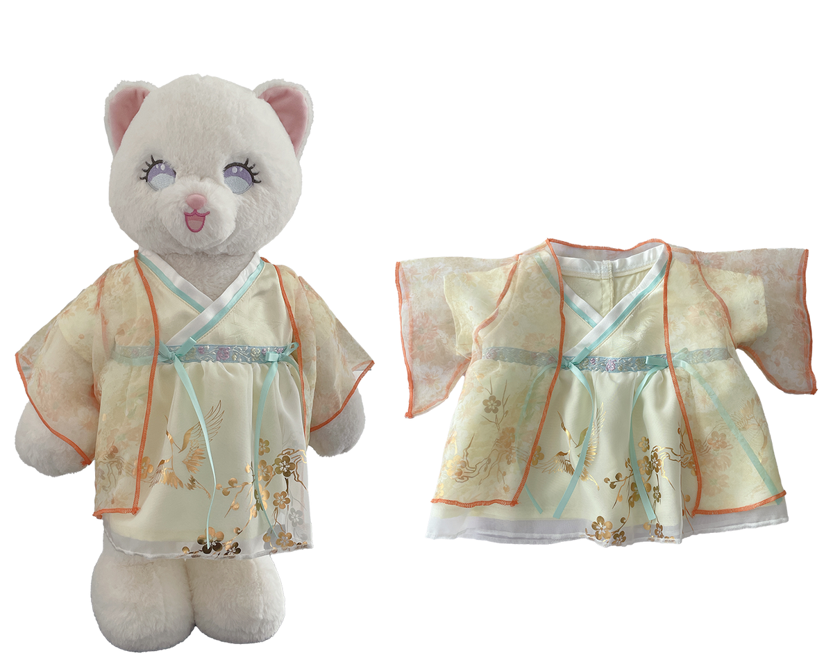 Yellow Chinese Hanfu Outfit for Bartholomew Bear Plush – 14-Inch Outfit