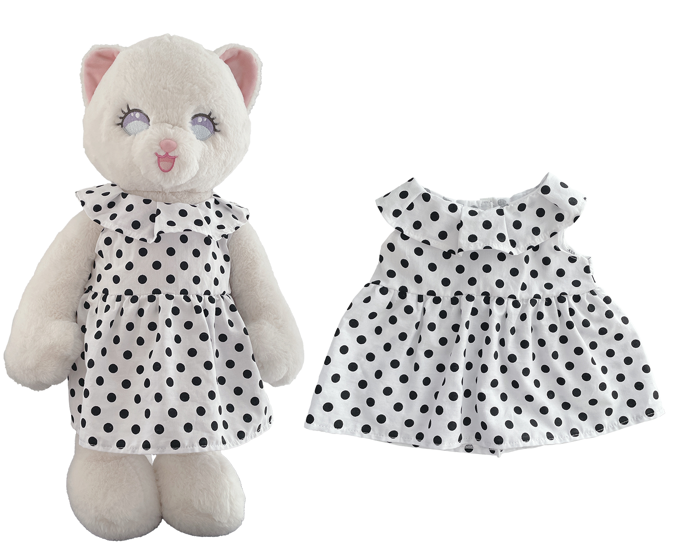 Large Bartholomew Bear & 16" Plush Clothes Outfit - Polka Dot Dress