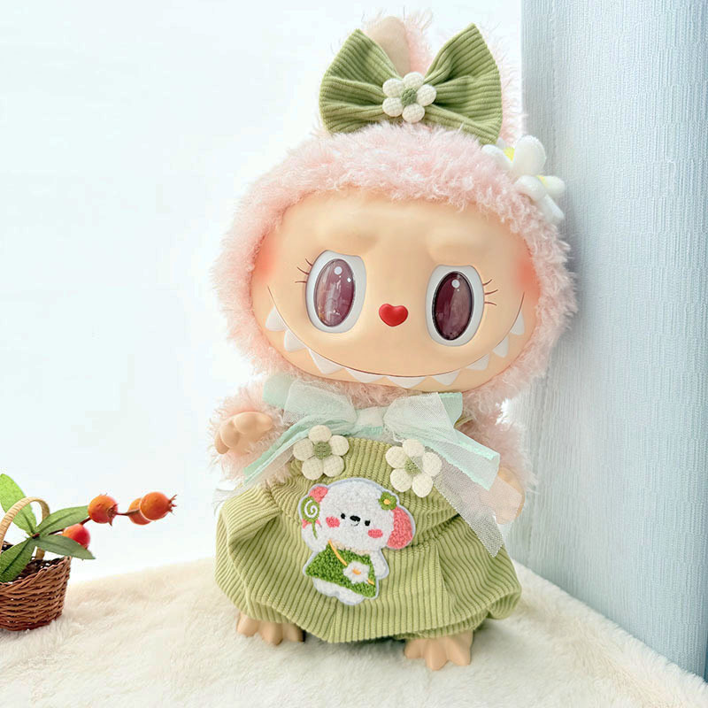15inch plush cute custom clothes outfits - green overall - 0523