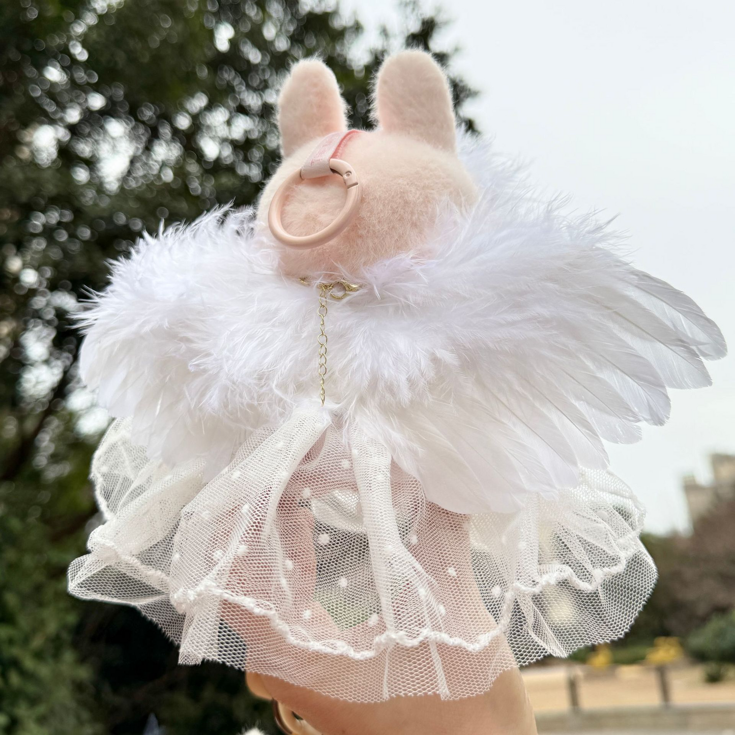 4inch bag charm cute custom clothes outfits - white angel - 031104