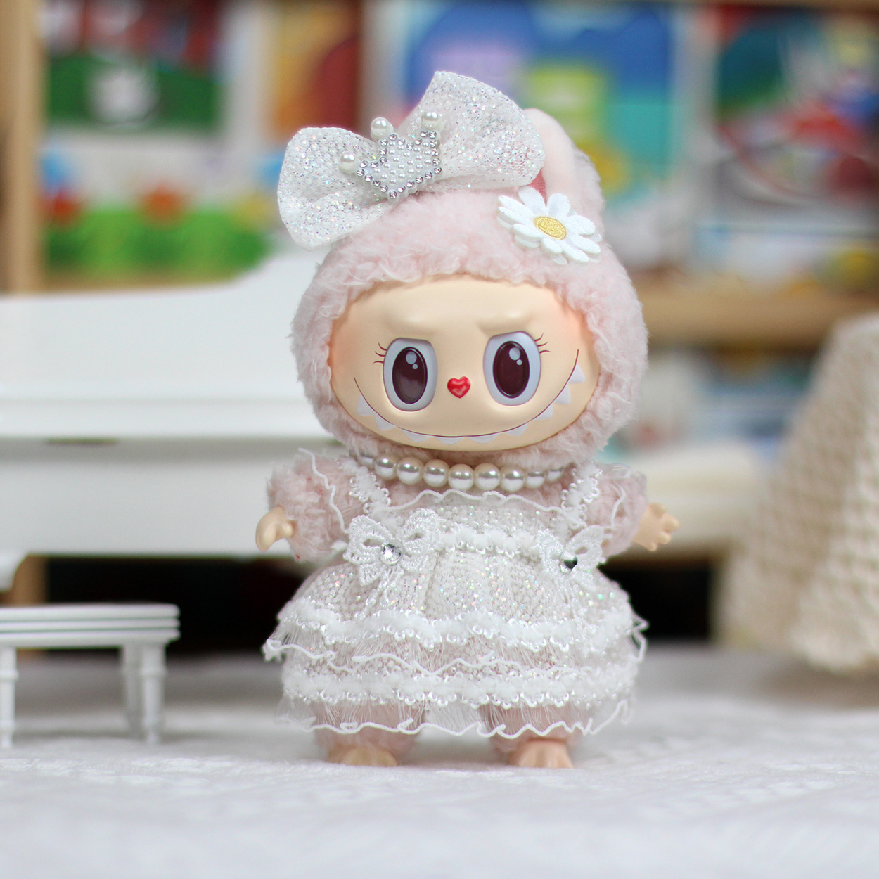 4inch bag charm cute custom clothes outfits - white dress - 031802
