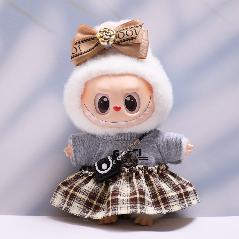4inch bag charm cute custom clothes outfits - Chanel's style black & brown T-shirt skirt crossbody bag - 053108/053109
