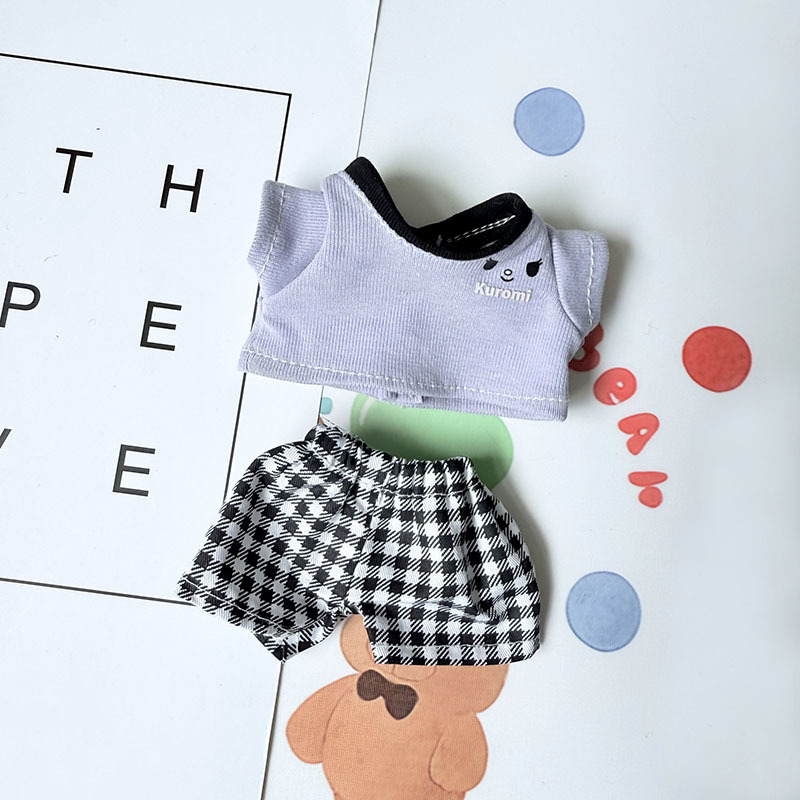 4inch bag charm cute custom clothes outfits - kuromi T-shirt & pants - 0523