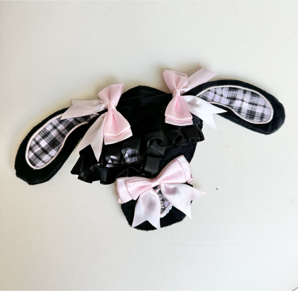 4inch bag charm cute custom clothes outfits - pink bunny ear - 020245