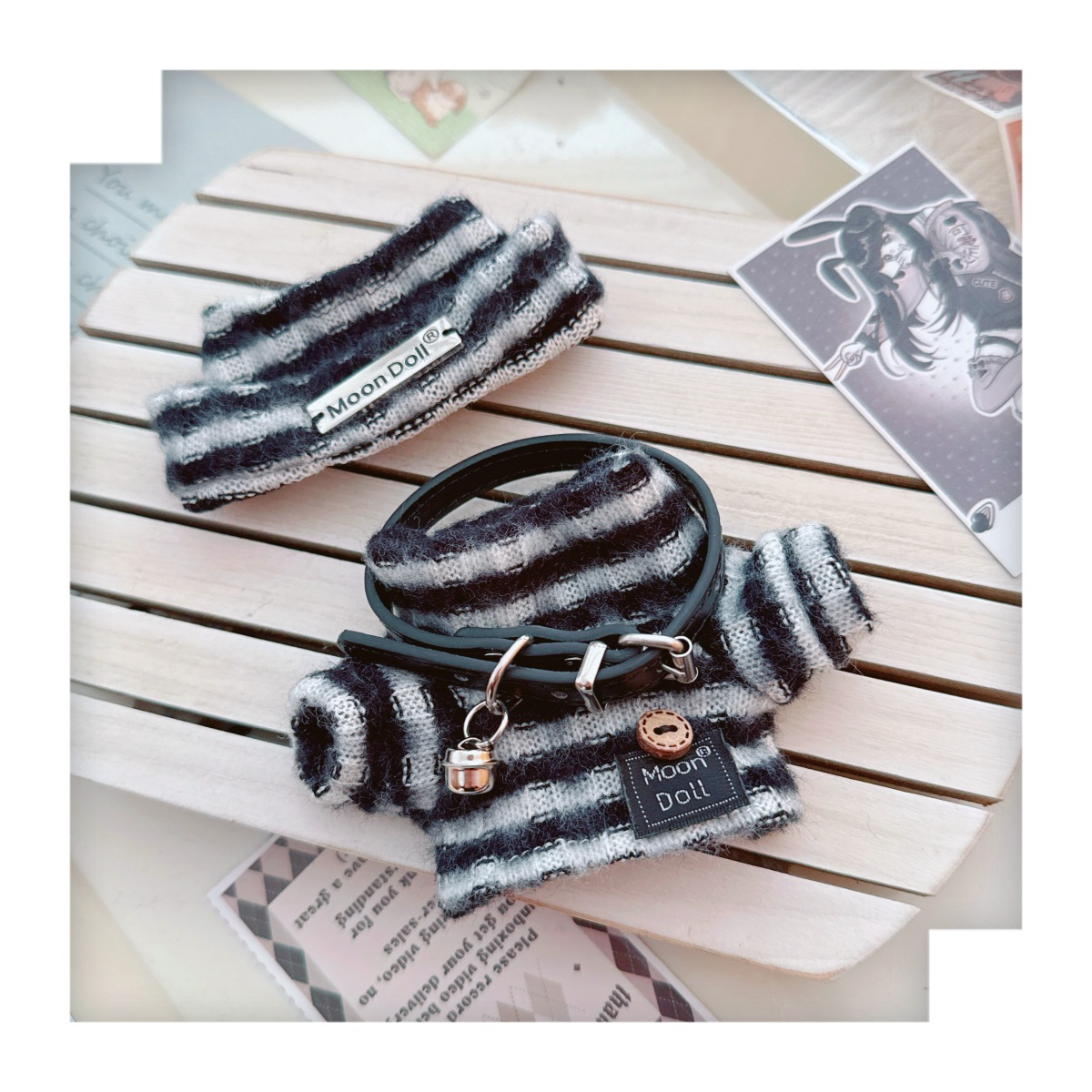 4inch bag charm cute custom clothes outfits - striped sweater - 0507