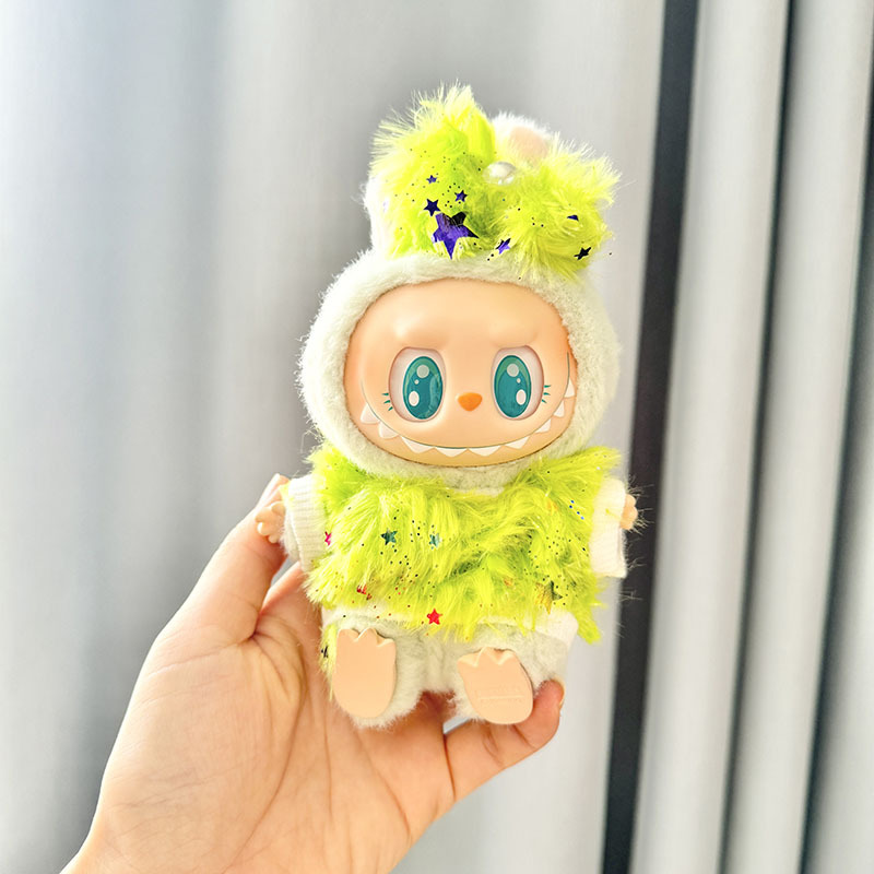 4inch bag charm cute custom clothes outfits - Multi color fluffy sweater white/pink/green