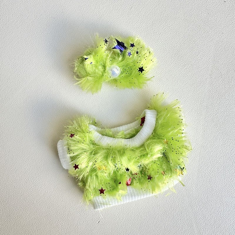 4inch bag charm cute custom clothes outfits - Multi color fluffy sweater white/pink/green