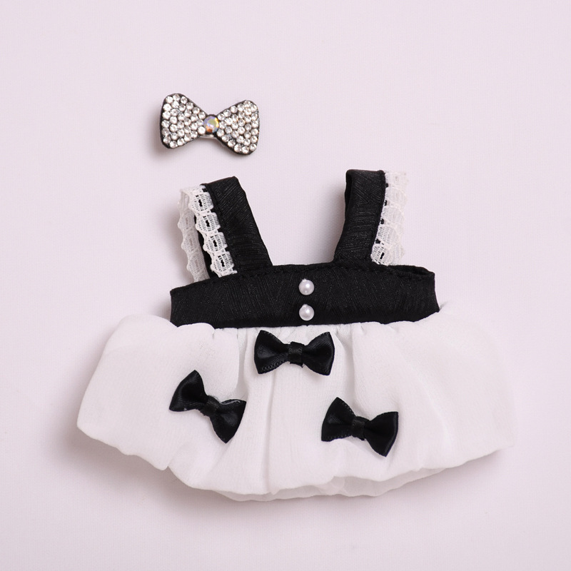 4inch bag charm cute custom clothes outfits - Elegant black white dress - 032913