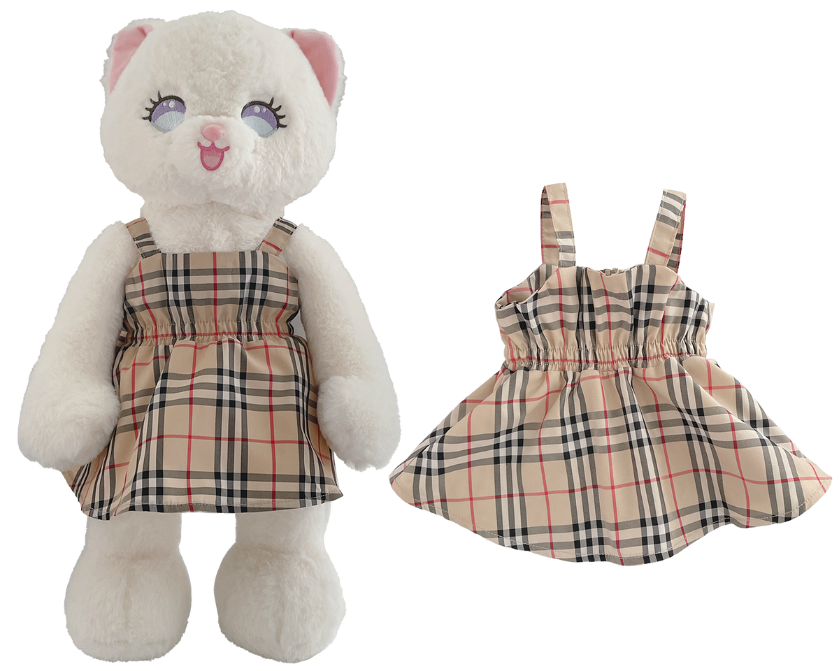 Yellow Plaid Dress for Bartholomew Bear Plush ā 14-Inch Outfit