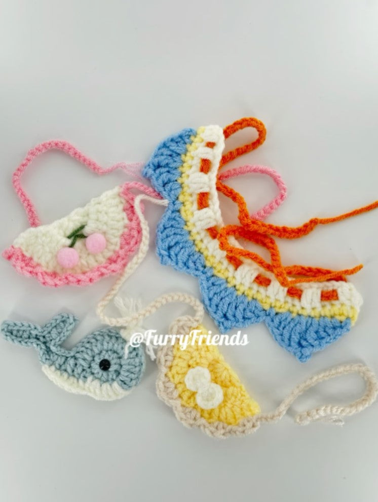 Cute custom crochet clothes outfits set of 4 - fit most small/medium size plush