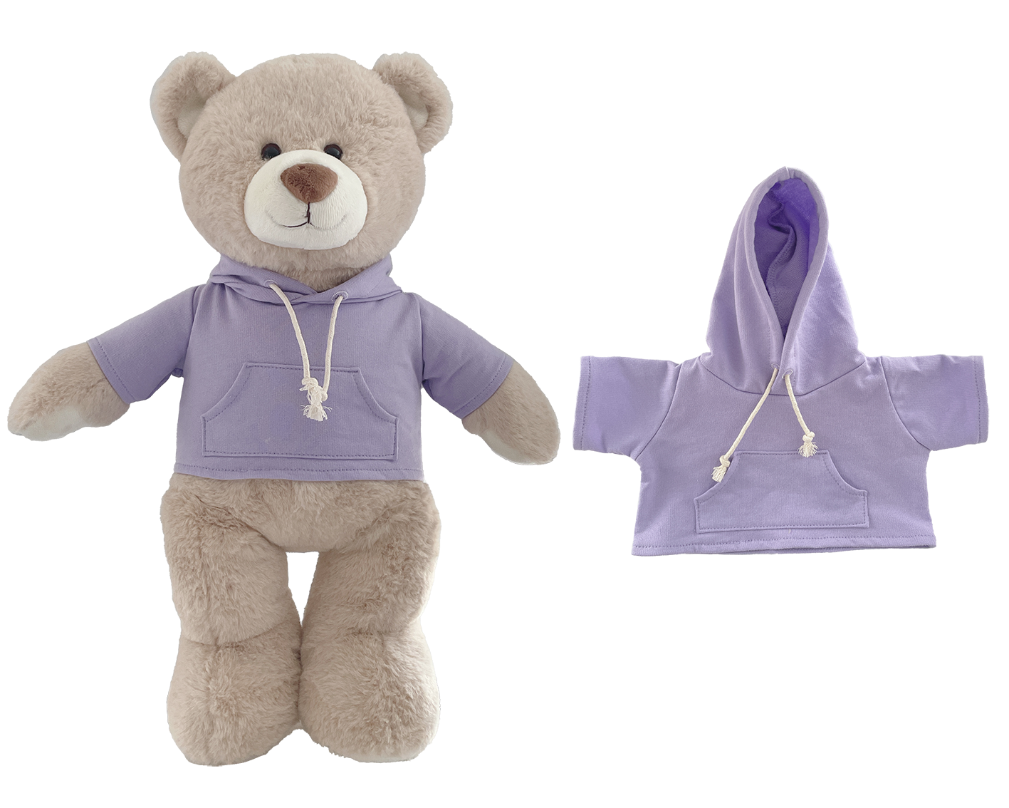 Large Bartholomew Bear & 16" Plush Clothes Outfit - Lavender Hoodie