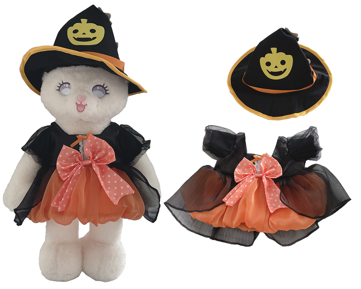 Pumpkin Hat Puffy Dress Outfit Set for Bartholomew Bear Plush ā 14-Inch Outfit