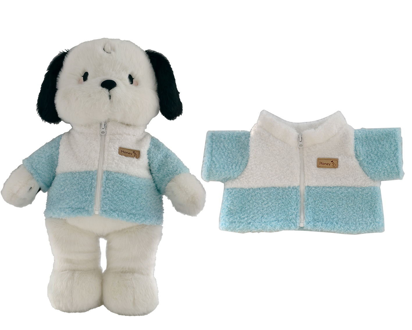 Large Bartholomew Bear & 16" Plush Clothes Outfit - Blue & White Colorblock Jacket