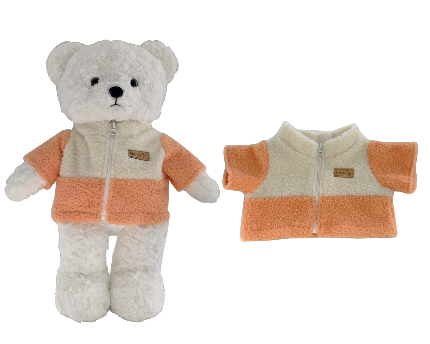 Large Bartholomew Bear & 16" Plush Clothes Outfit - Orange & White Colorblock Jacket