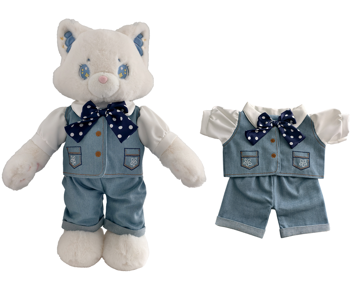 Women's Denim 2-Piece Outfit Set for Bartholomew Bear Plush – 14-Inch Outfit
